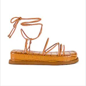 Athena Flat Sandal in Golden Ochre By Schutz